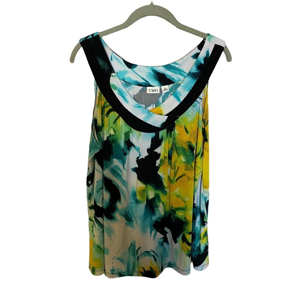 Cato Women's Sleeveless Watercolor Summer Top Size XL
